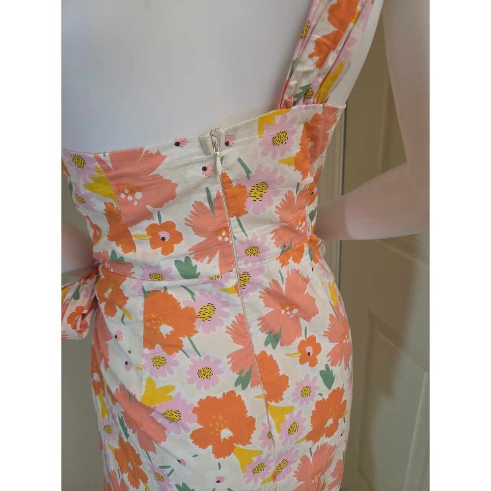 One and Only Collective Floral One Shoulder Wrap‎ Mini Dress Orange Pink L - Picture 10 of 12